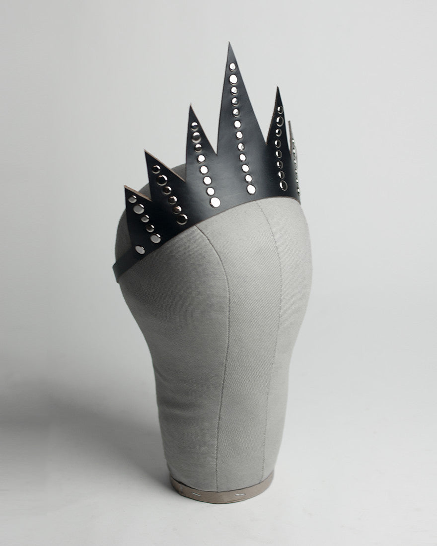 Bianca Crown - Apatico - Spiked Studded Leather Crown - Clear Pvc - Gothic Evil Queen Headpiece - Dramatic Tiara Headdress.