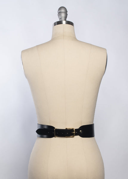 Leo Lion Waist Belt - Black Leather - Ready to Ship