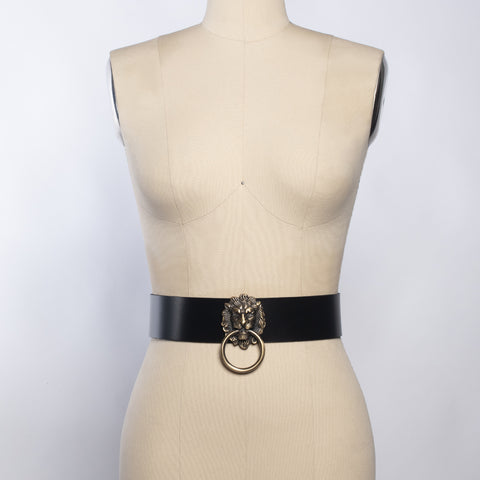 Apatico - Selene Lace Up Belt - Black PVC - Corset Style - 90s Goth