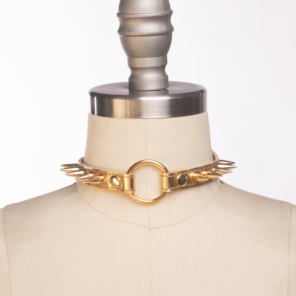 Metallic Spiked Choker Collar