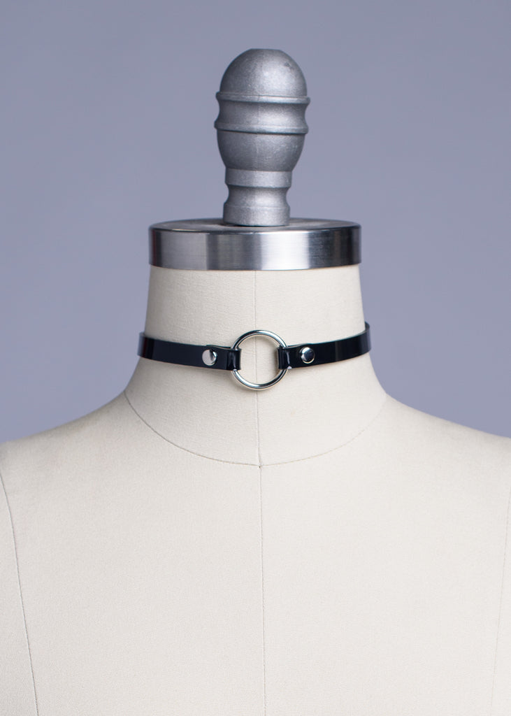 Apatico - Ribbon Tassel Choker Collar - Leather PVC - Gothic Doll