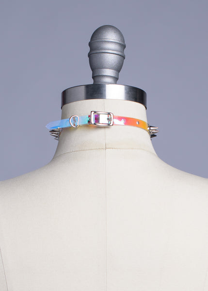 Iridescent Mini Spiked Choker Collar