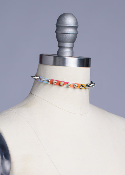 Iridescent Mini Spiked Choker Collar