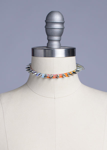 Iridescent Mini Spiked Choker Collar