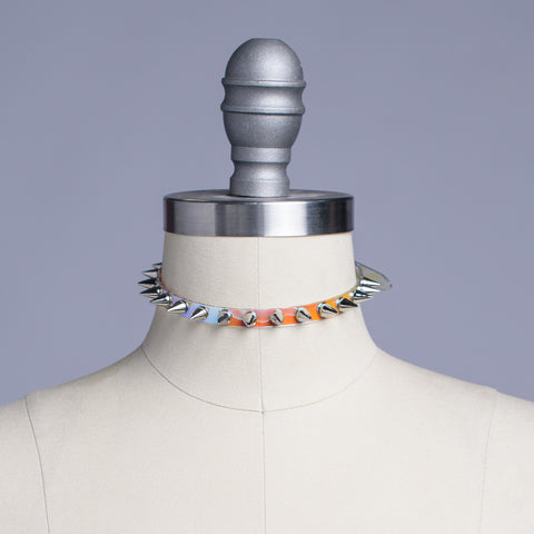 Iridescent Mini Spiked Choker Collar