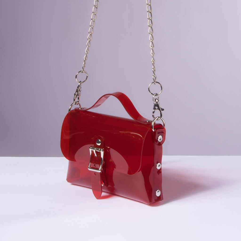Apatico - Gothic Adornments - Mini Buckle Bag - Translucent Red PVC