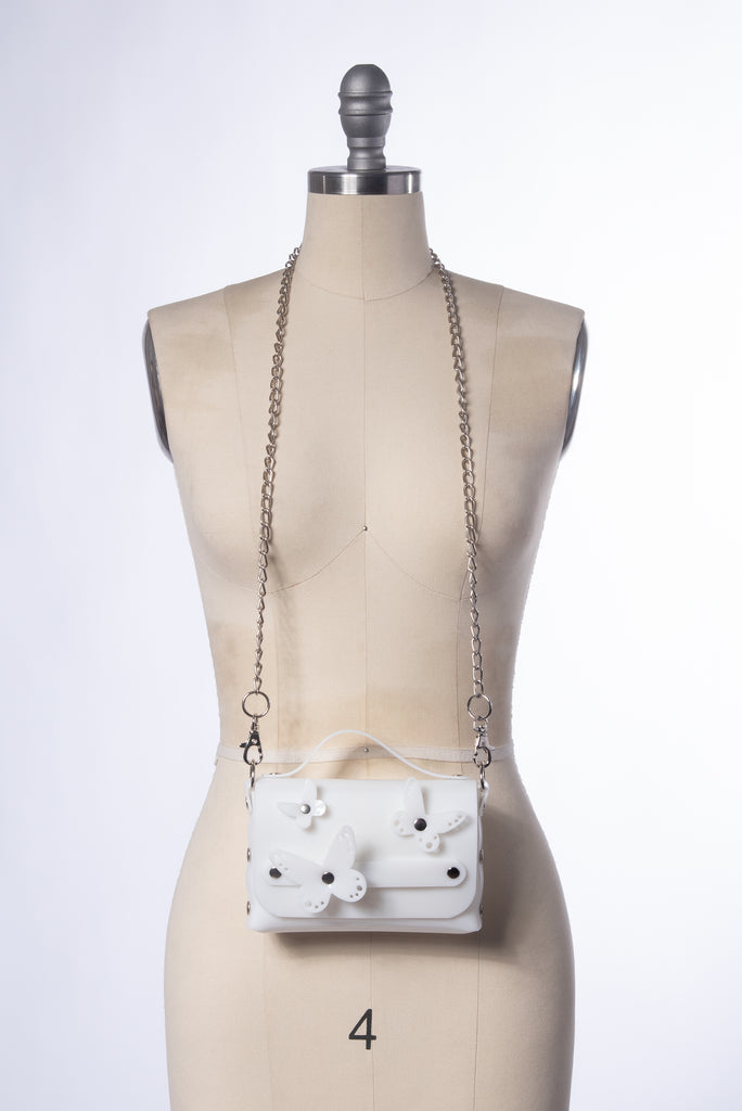 Apatico - Gothic Adornments - Filigree Butterfly Bag - White Pvc