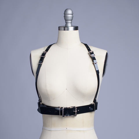 Apatico - Selene Lace Up Belt - Black PVC - Corset Style - 90s Goth