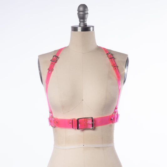Neon XL Multipass Harness - Neon Pink PVC - Ready to Ship
