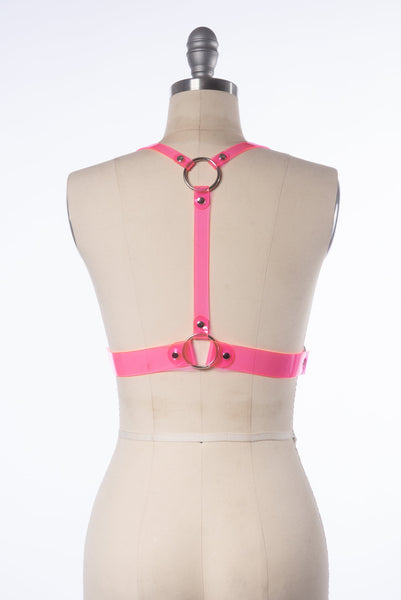 Neon XL Multipass Harness - Neon Pink PVC - Ready to Ship