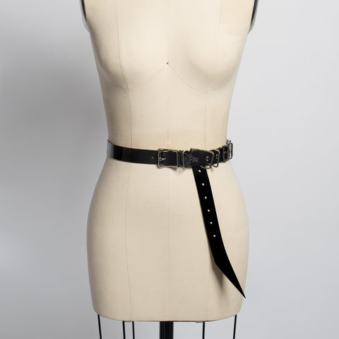 Apatico - Draped Chain Belt - Industrial Gothic 38 / Black PVC