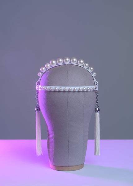 Penelope Pearl Tassel Crown Headpiece