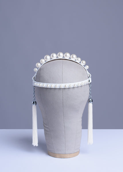 Penelope Pearl Tassel Crown Headpiece