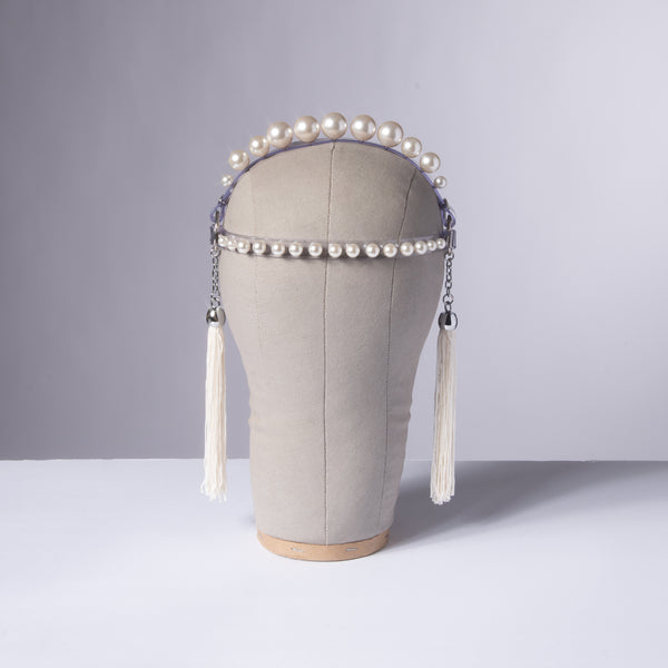 Penelope Pearl Tassel Crown Headpiece