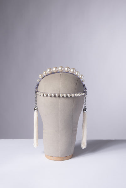 Penelope Pearl Tassel Crown Headpiece