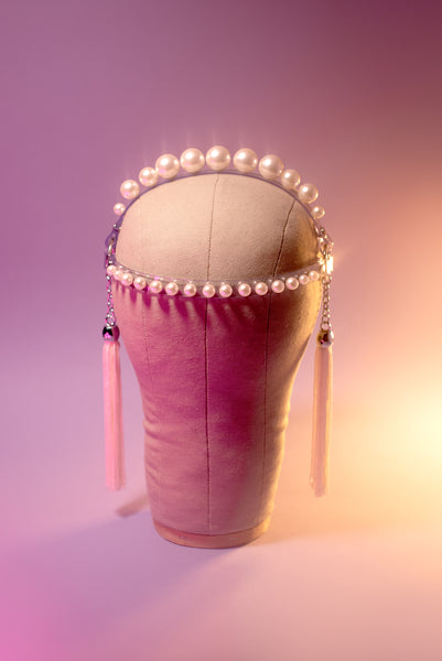 Penelope Pearl Tassel Crown Headpiece