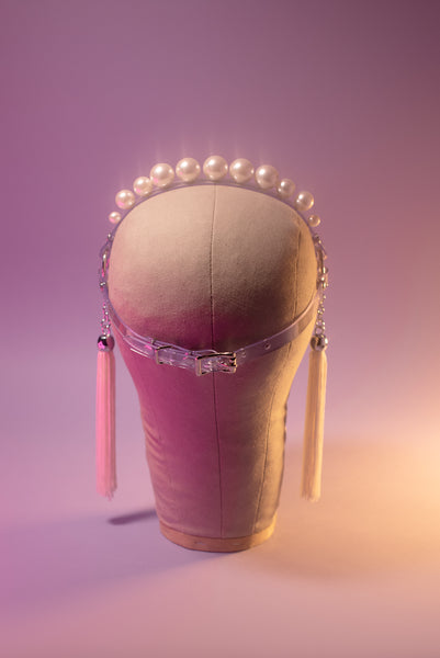 Penelope Pearl Tassel Crown Headpiece
