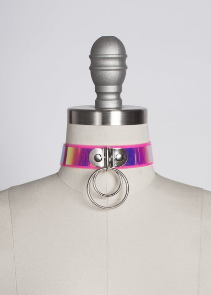 Pink Holographic O-Ring Choker Collar - Ready to Ship