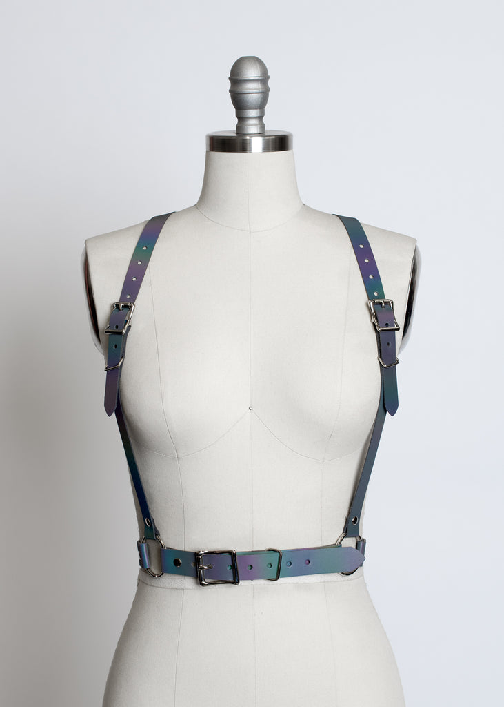 Reflective Holographic Belt Harness Iridescent - - Rainbow Apatico