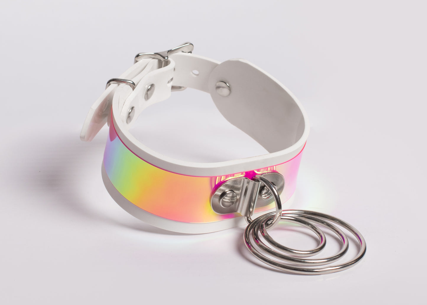 Ready to Ship - Pastel Rainbow Holographic O-Ring Choker Collar