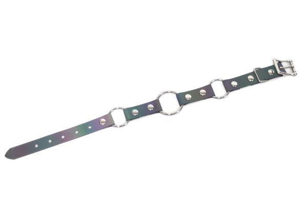 Reflective Rainbow Linked O-Ring Choker Collar