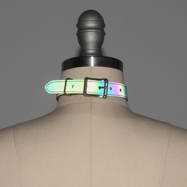 Reflective Rainbow O-Ring Choker Collar