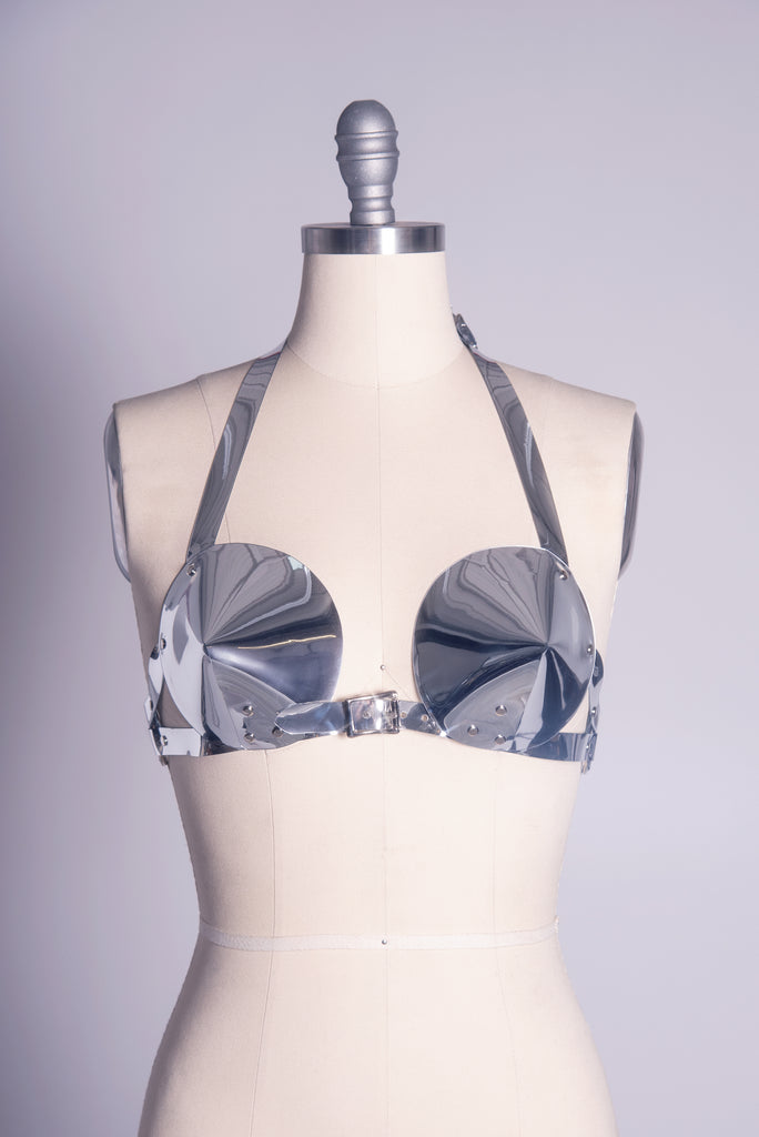 Elektra Caged Back Bra Top - Black/Silver