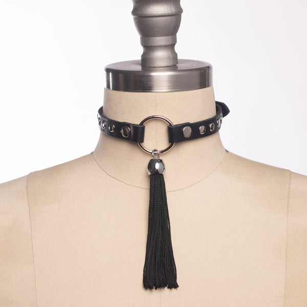 Studded Tassel Collar Choker