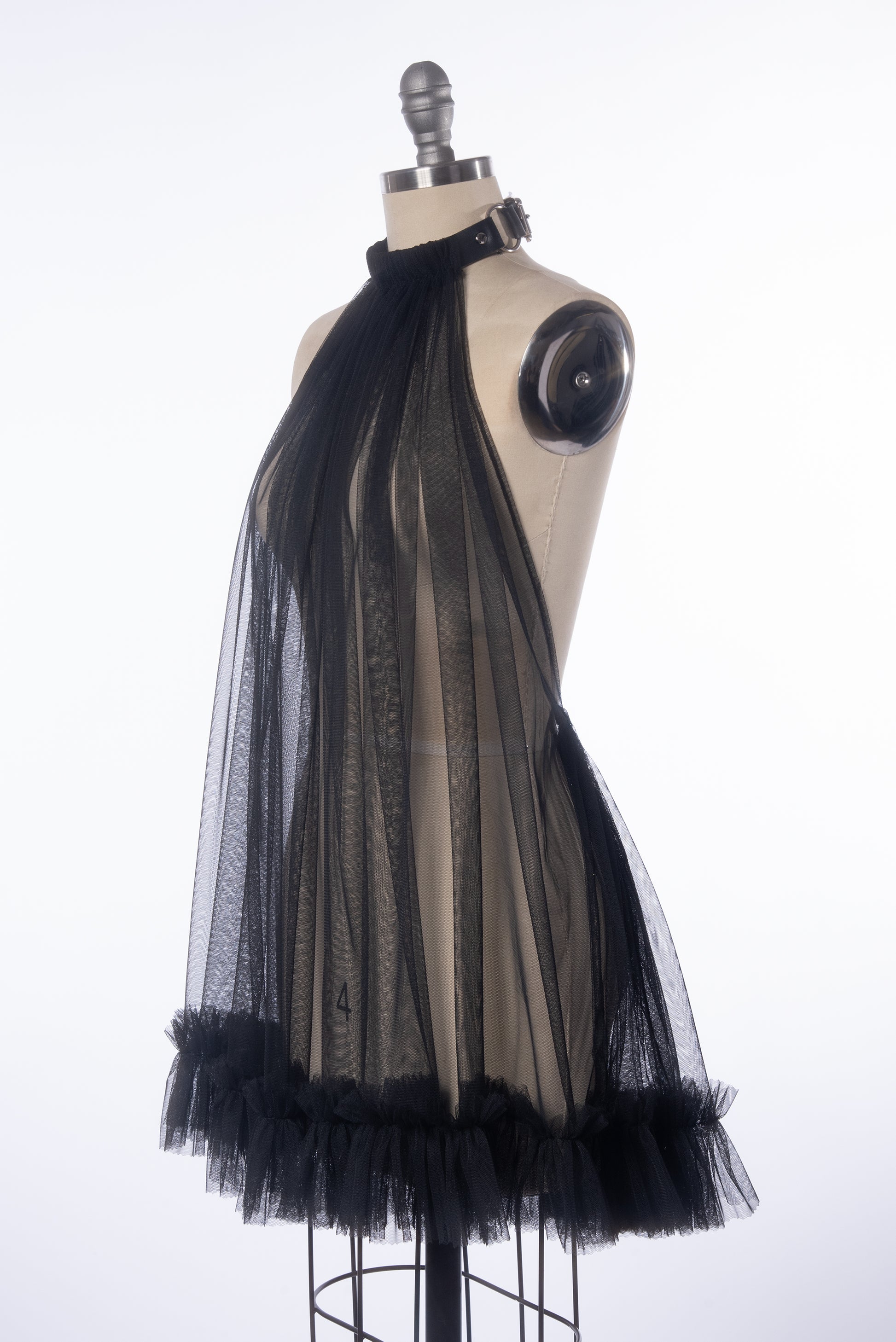 Apatico - Lucille Choker Peignoir Dress - Sheer Tulle Babydoll - Goth Apatico - Lucille Choker Peignoir Dress - Sheer Tulle Babydoll - Goth