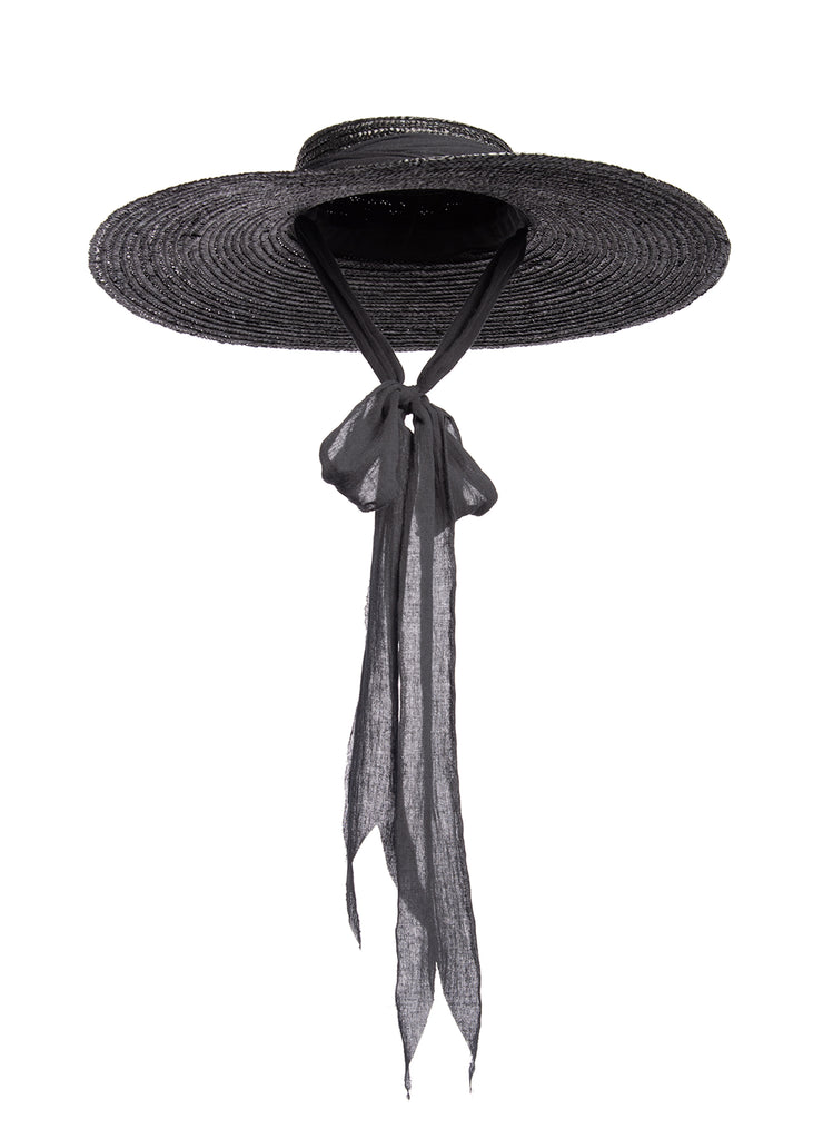 Apatico Corinne Hat Wide Brim Black Straw Hat Witchy Summer Goth