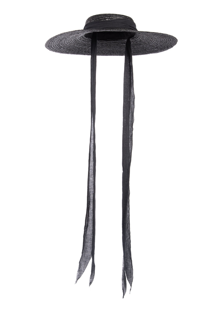 Extra wide brim black hat discount