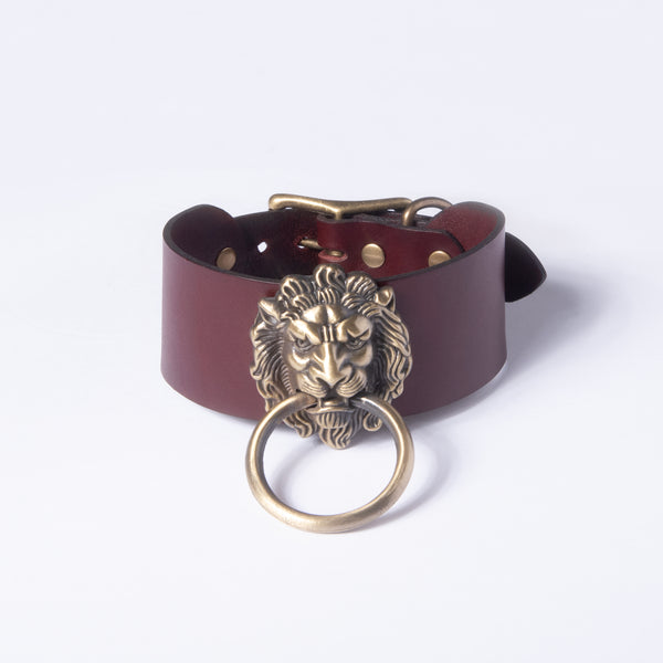 Oxblood XL Leo Lion Choker Collar