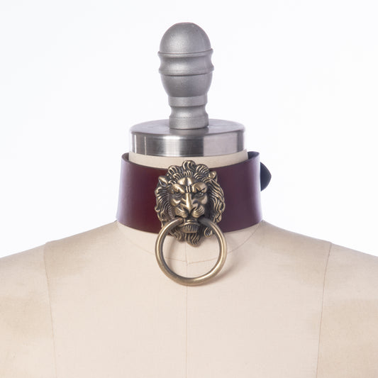 Oxblood XL Leo Lion Choker Collar