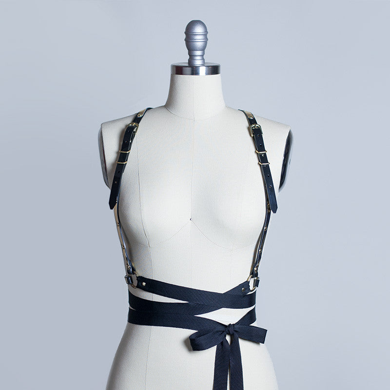 Apatico - Clara Ribbon Harness - Wraparound Bow Belt - Art Deco Gothic