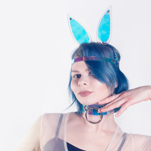 Holographic Bunny Ears Headpiece