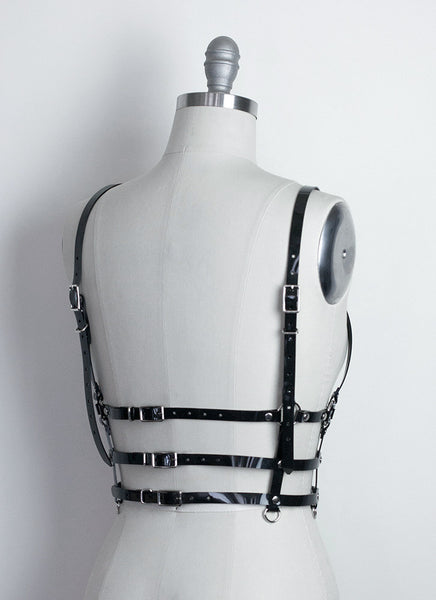 Cage Harness Top - Black PVc or leather - clear Pvc - Apatico - Gothic Harness bra crop top - fetish fashion bondage style