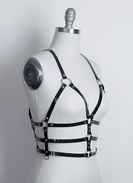 Cage Harness Top - Black PVc or leather - clear Pvc - Apatico - Gothic Harness bra crop top - fetish fashion bondage style