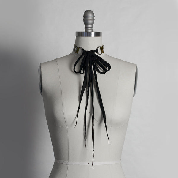 Wraith Bow Choker Collar - PVC or Leather - Gothic Doll - Apatico